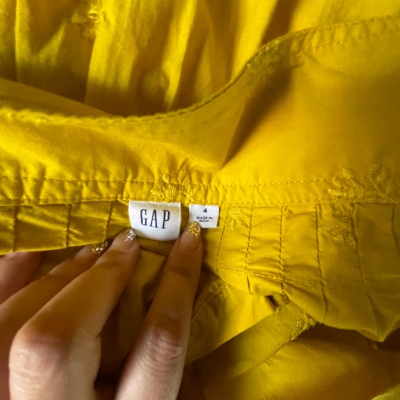 Gap yellow cotton poplin high waisted plated midi skirt - Picture 6 of 7